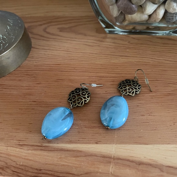 Dana Buchman Blue Wave Beaded Dangle Earrings - Picture 4 of 8